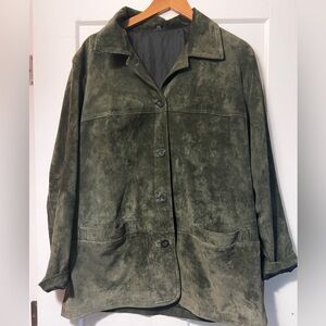 VTG Genuine Suede Leather Jacket Mens L 90s Minimalist Shacket Gorpcore Coat